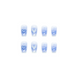 Long French false nails with glue with Hearts design R598 Bananahall Blue with white 24 pcs (A9444)