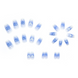 Long French false nails with glue with Hearts design R598 Bananahall Blue with white 24 pcs (A9444)
