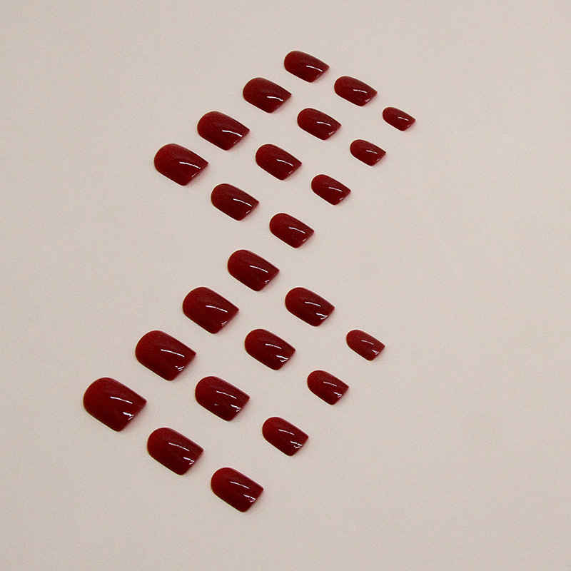 False nails with glue Bananahall CF025 Red 24 pcs (A9612)