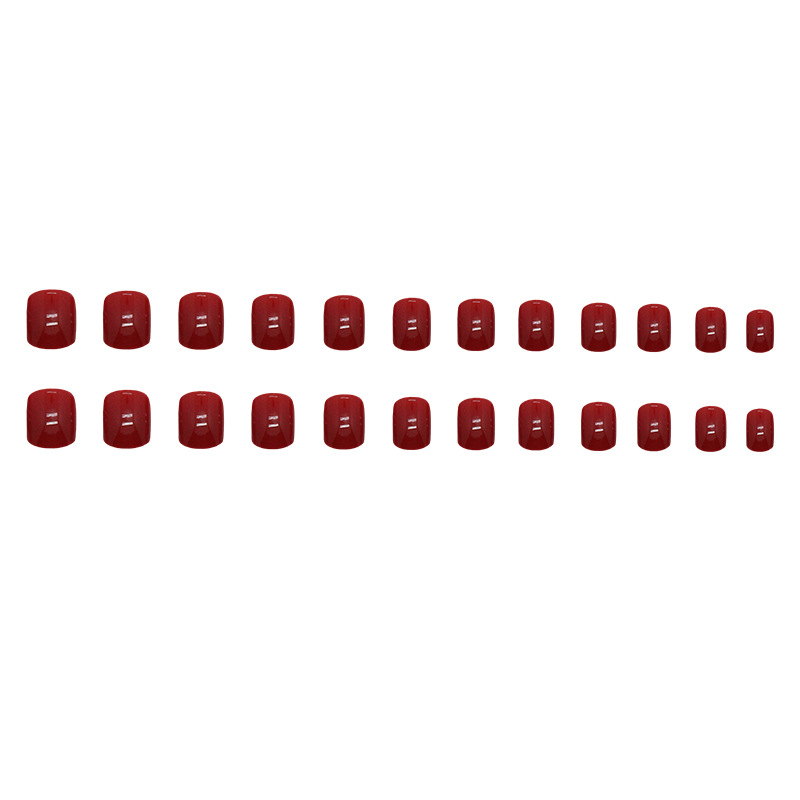 False nails with glue Bananahall CF025 Red 24 pcs (A9612)