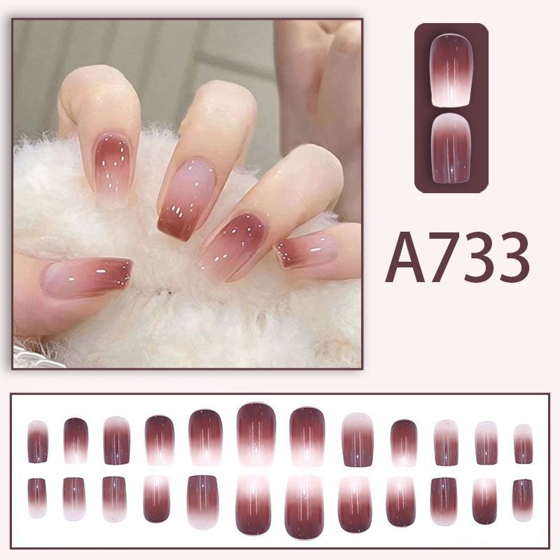 False nails with glue Bananahall A733 Beige 24 pcs (A9878)