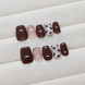 False Nails Bananahall with glue R883 Burgundy with leopard 24 pcs (A9482)