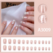 False Nails Bananahall French with Glue A3009 White with Flower Design 24 pcs (A9481)