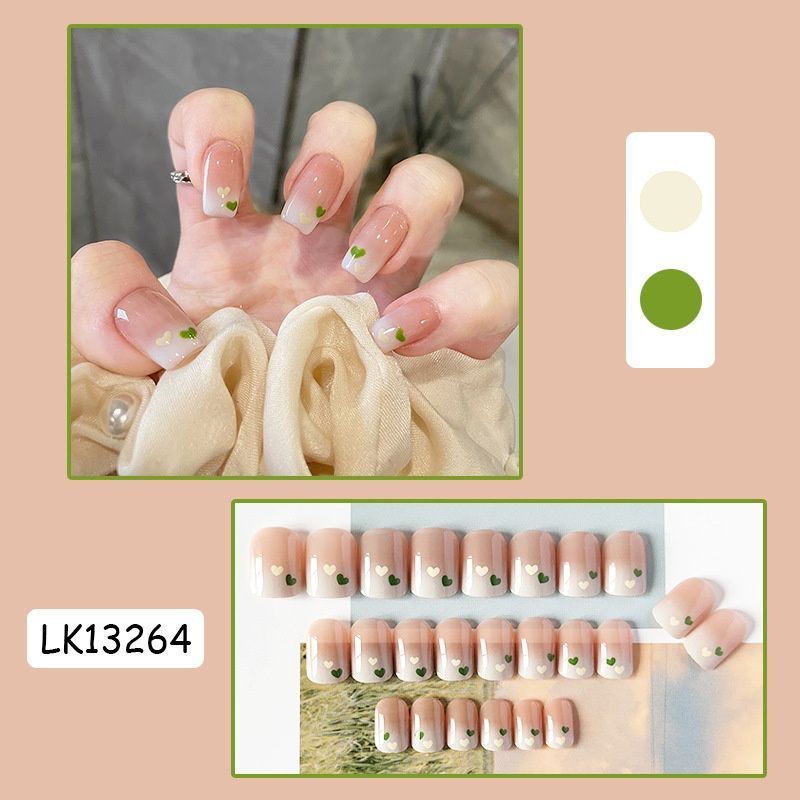 Накладные ногти с клеем Bananahall LK13264 Бежевый 24 шт (A9876)