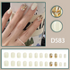 False Nails Bananahall with glue D583 White with gold 24 pcs (A9480)