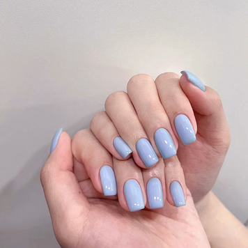 Square false nails with glue CF019 Bananahall Blue 24 pieces (A9428)