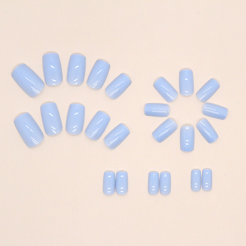 Square false nails with glue CF019 Bananahall Blue 24 pieces (A9428)