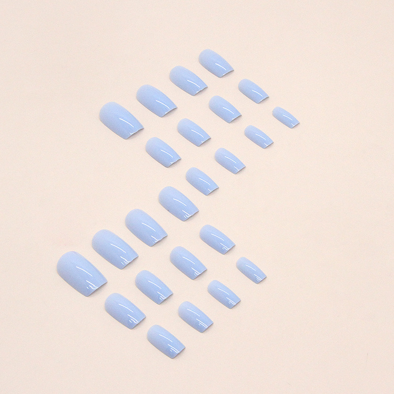 Square false nails with glue CF019 Bananahall Blue 24 pieces (A9428)
