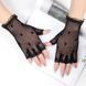 Перчатки в горошек фатиновые из сетки кружевные черные One Size (A9897)