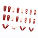 False Nails long with bow Bananahall with glue D843 Red 24 pcs (A9476)