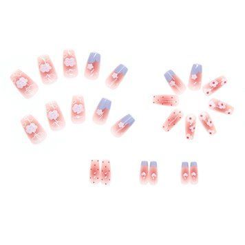 False nails with glue Bananahall R610 Pink 24 pcs (A9870)