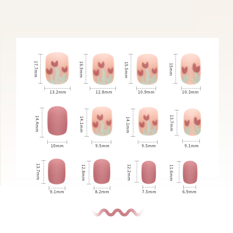 Short false nails with glue Bananahall R346 Pink with design 24 pcs (A9425)