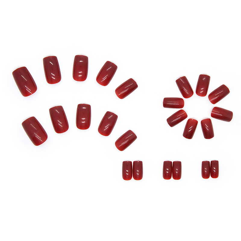 False nails with glue Bananahall CF001 Red 24 pcs (A9596)