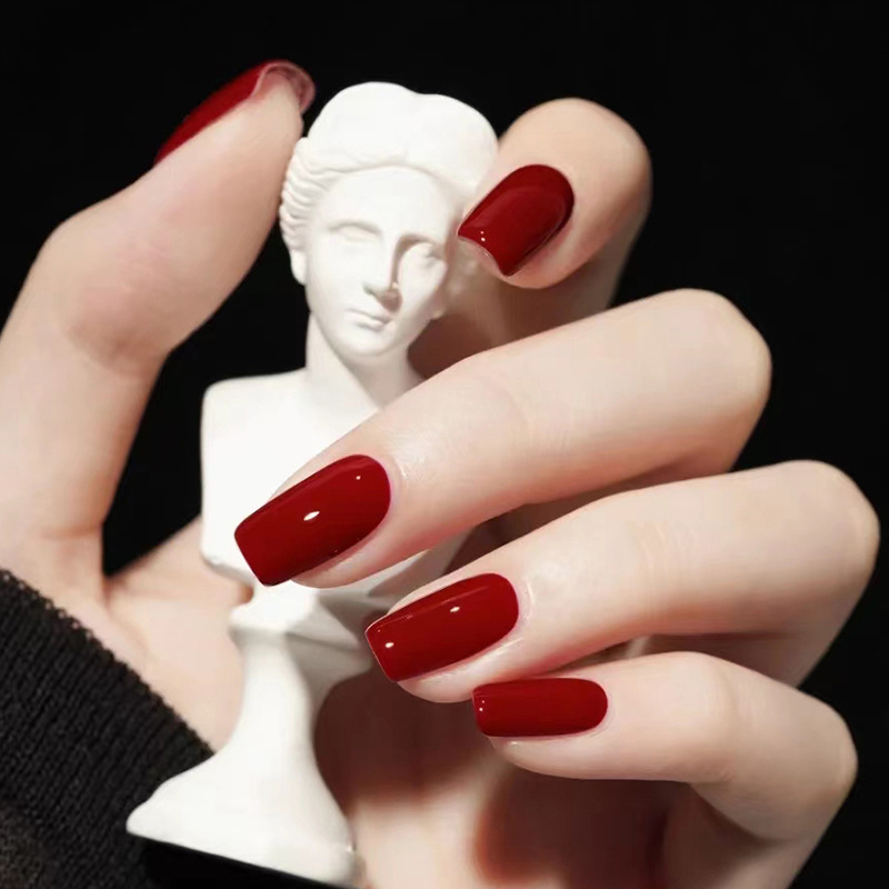 False nails with glue Bananahall CF001 Red 24 pcs (A9596)