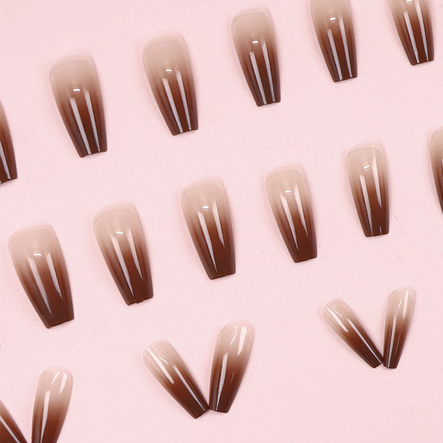 False nails Long with glue Bananahall A845 Beige 24 pcs (A9469)