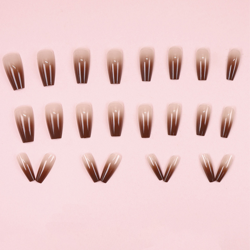 False nails Long with glue Bananahall A845 Beige 24 pcs (A9469)