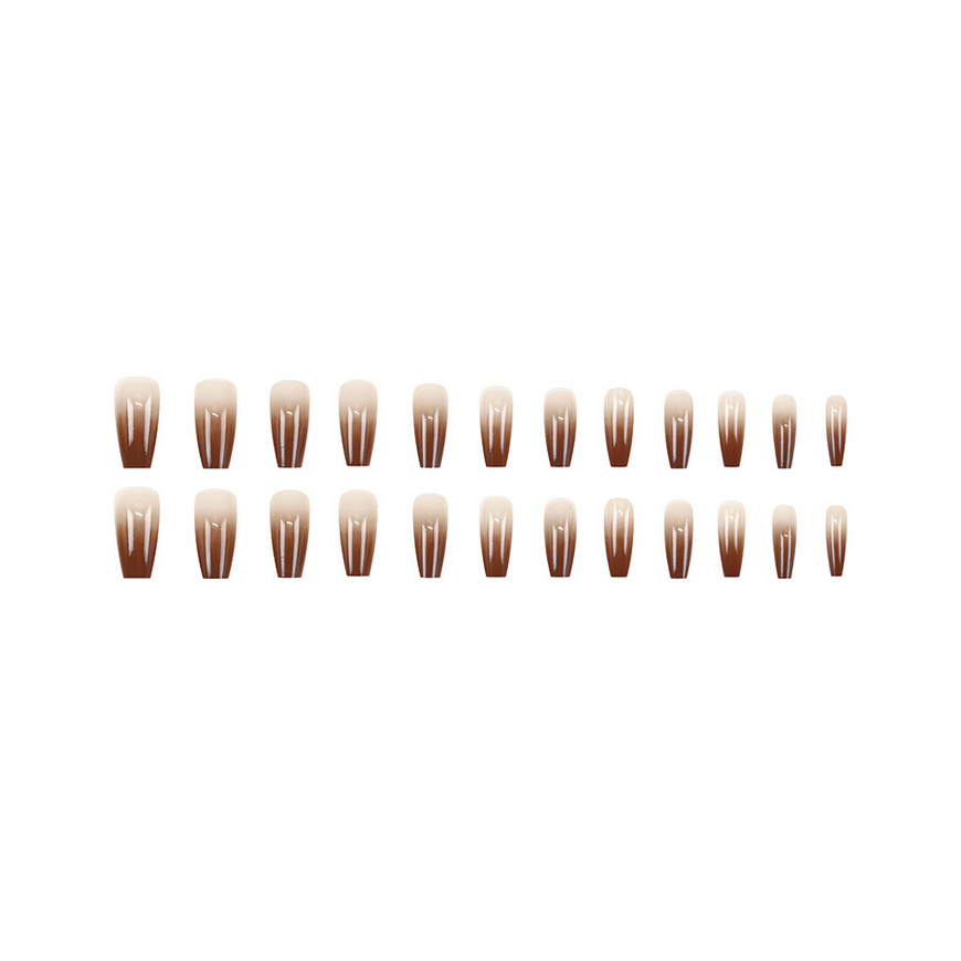 False nails Long with glue Bananahall A845 Beige 24 pcs (A9469)