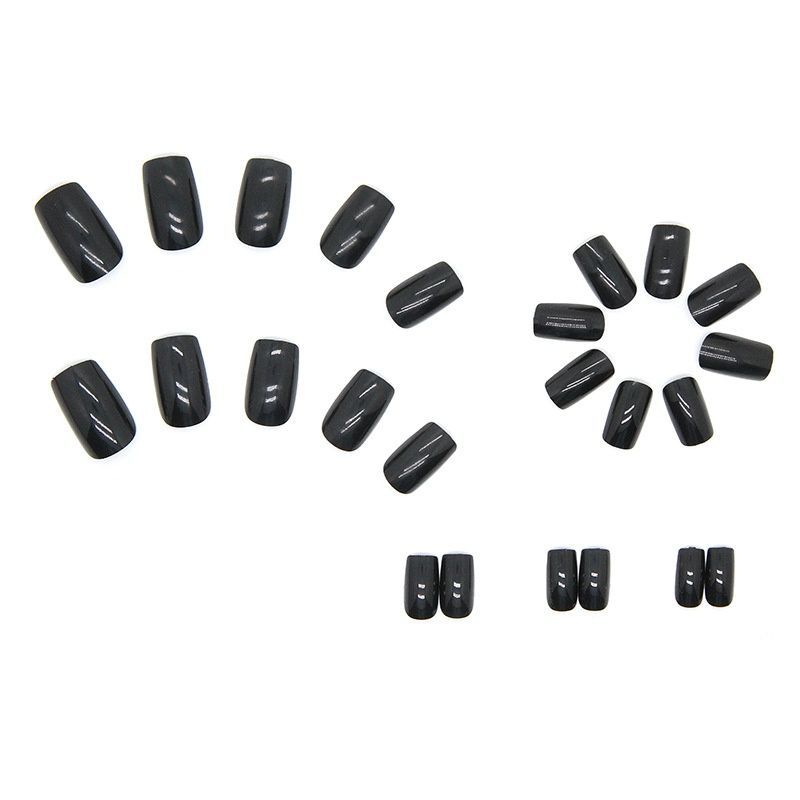 False nails with glue Bananahall CF012 Black 24 pcs (A9682)