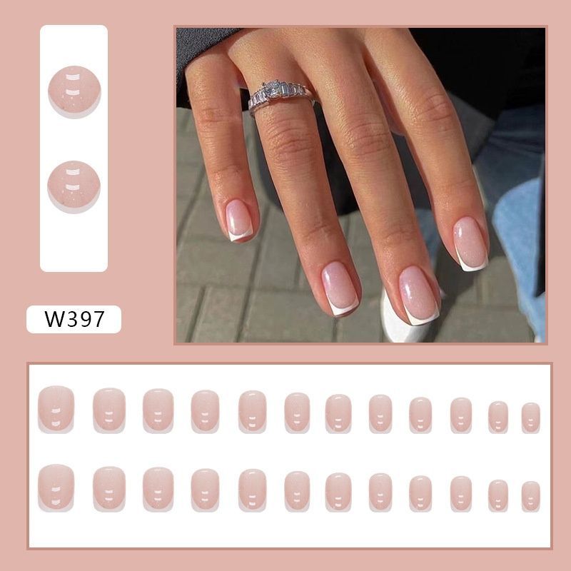 False nails with glue Bananahall W397 Beige 24 pcs (A9671)