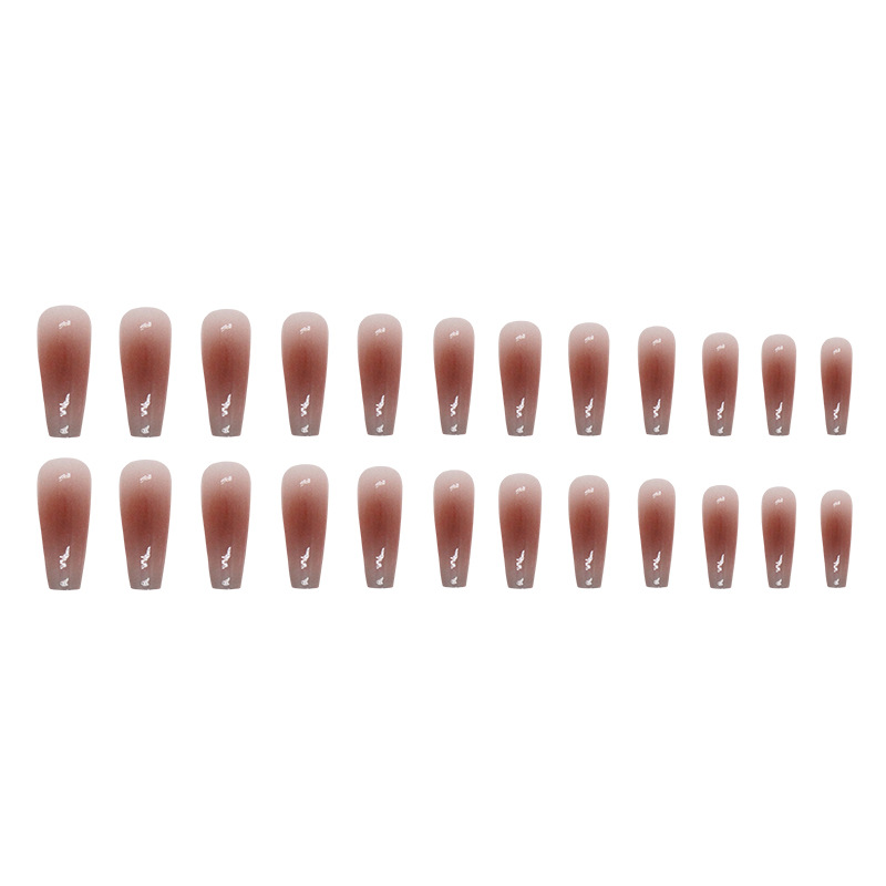Gradient false nails with glue Bananahall R808 Beige with gray 24 pcs (A9466)
