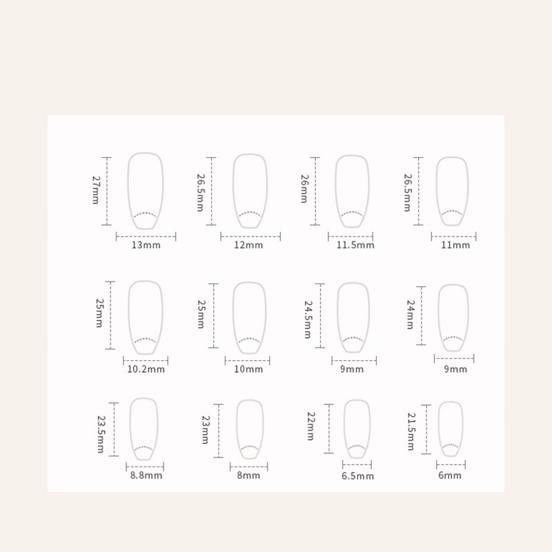 Gradient false nails with glue Bananahall R808 Beige with gray 24 pcs (A9466)