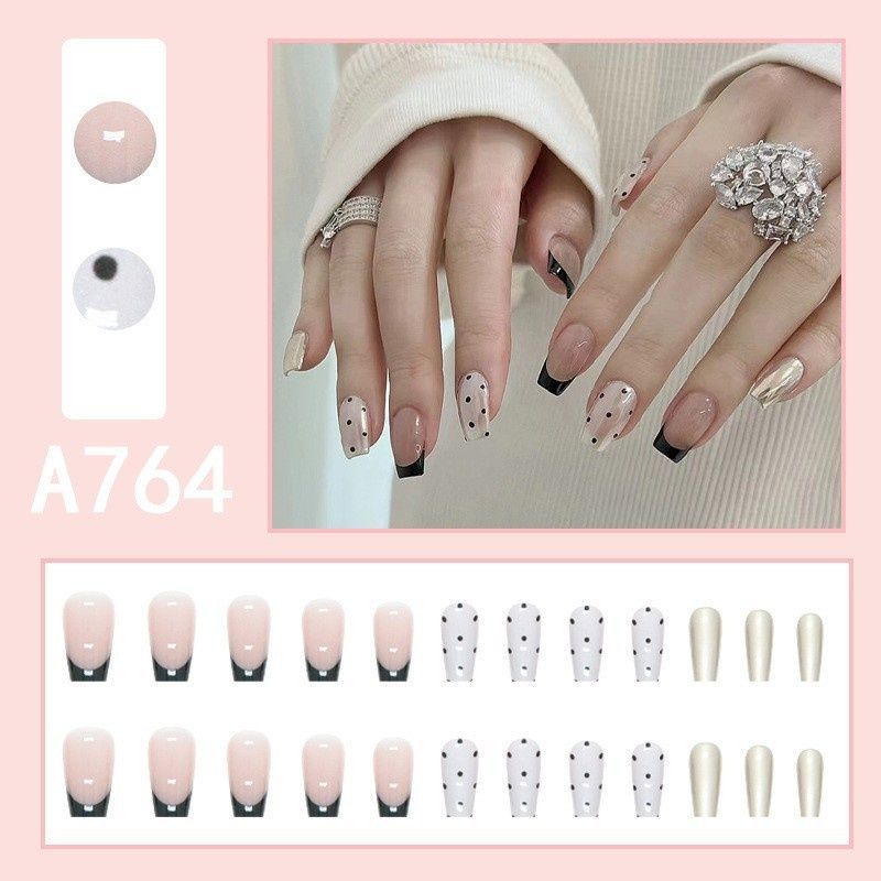 False nails with glue Bananahall A764 Beige 24 pcs (A9958)