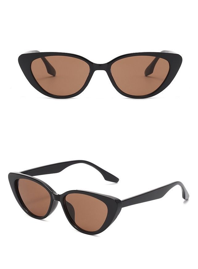 Сонцезахисні окуляри Cat Eye чорні з коричневими лінзами (A9903)