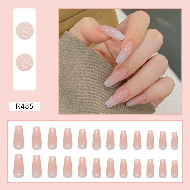 False nails with glue Bananahall R485 Beige 24 pcs (A9688)