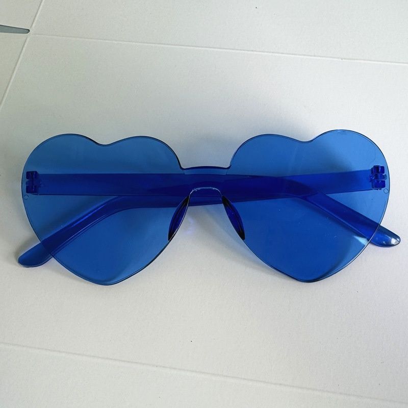 Heart Shaped Rimless Love Sunglasses Fashion Stylish Women Lenses Blue (A9635)