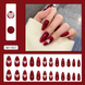 False nails with glue W1907 Bananahall With hearts Red 24 pcs (A9458)