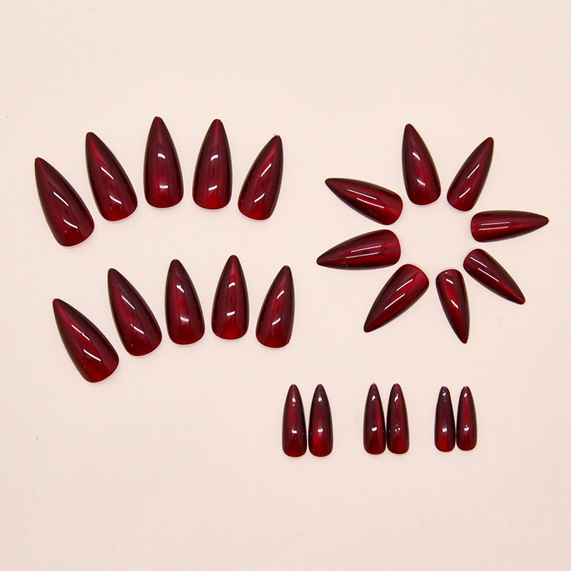 False nails with glue W1885 Bananahall Stiletto Red 24 pcs (A9457)