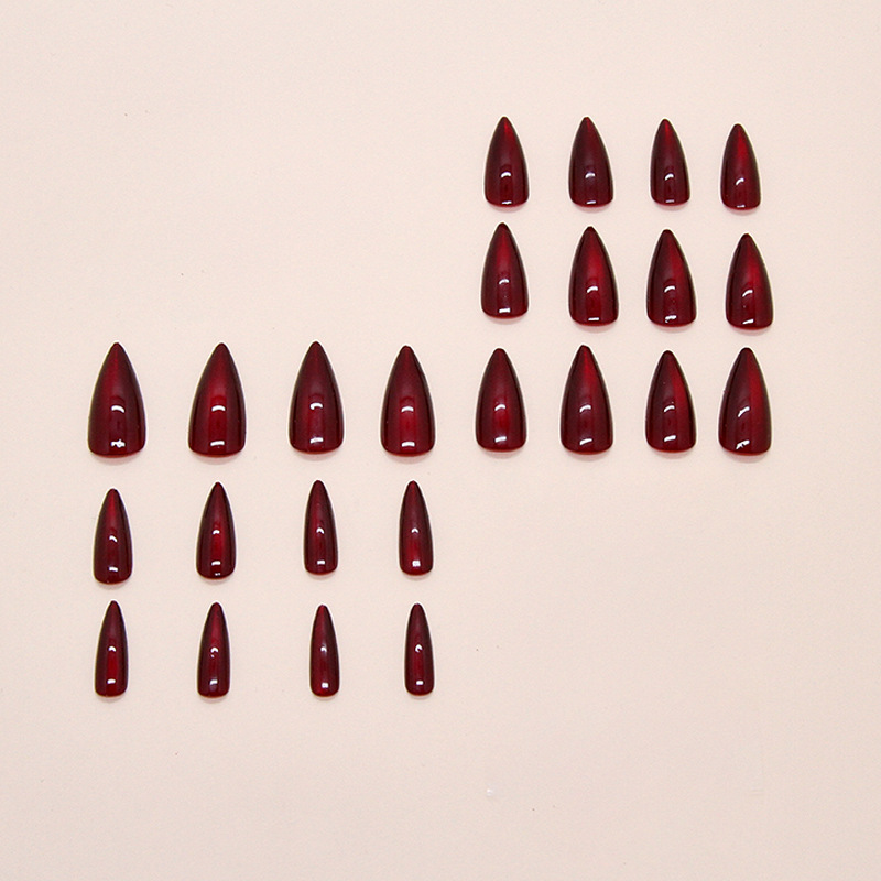 False nails with glue W1885 Bananahall Stiletto Red 24 pcs (A9457)