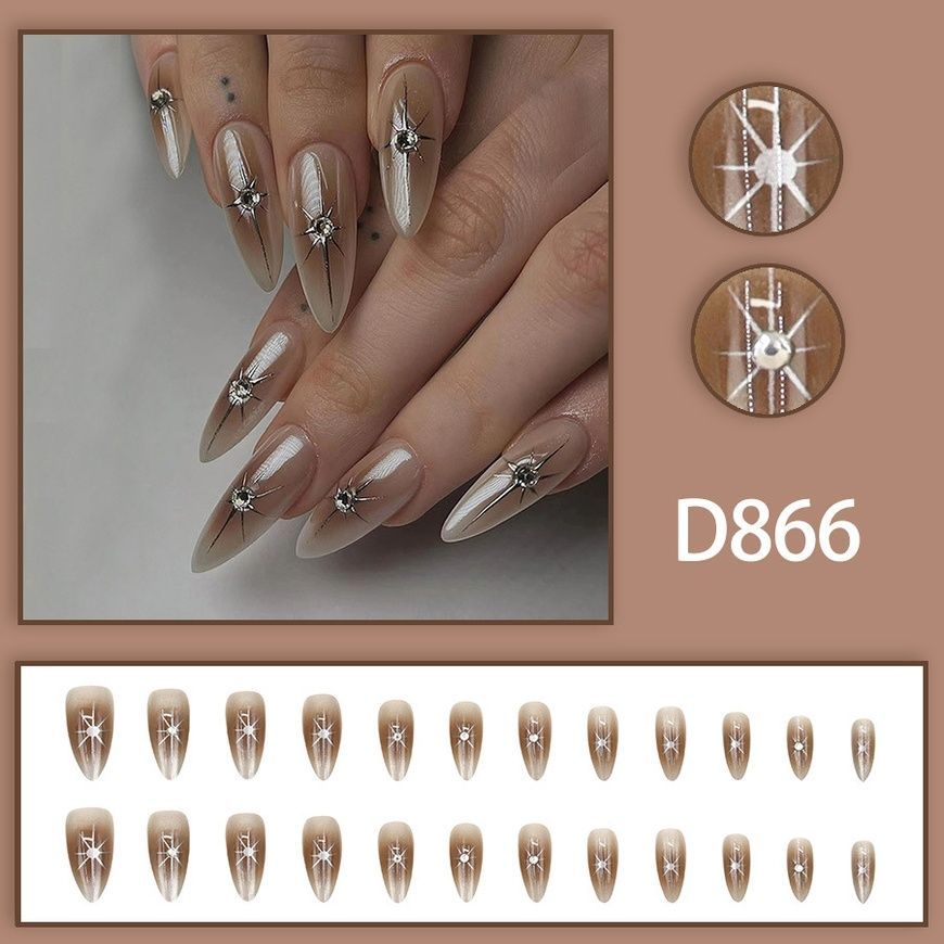 False nails with glue Bananahall D866 Beige 24 pcs (A9692)