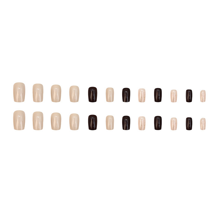 False nails with glue Bananahall A3134 Beige-brown 24 pcs (A9501)