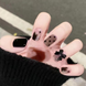 False nails with glue Bananahall D471 Black-white-gray 24 pcs (A9498)